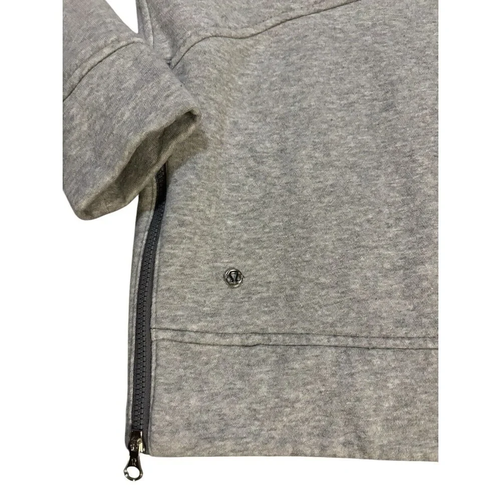 Lululemon Yes Fleece Crewneck Sweatshirt Gray Side Zips Pocket Size 6 Activewear